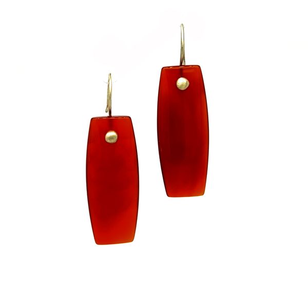 Carnelian Slab Earrings in 14K Green Gold