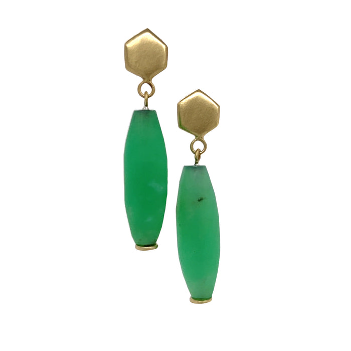 Theia Earrings with Chrysoprase in 14K Green Gold