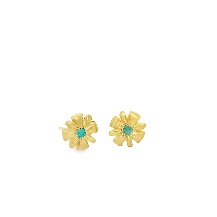 Narcissus Earrings with Paraiba Tourmalines in 18K Fairmined Green Gold
