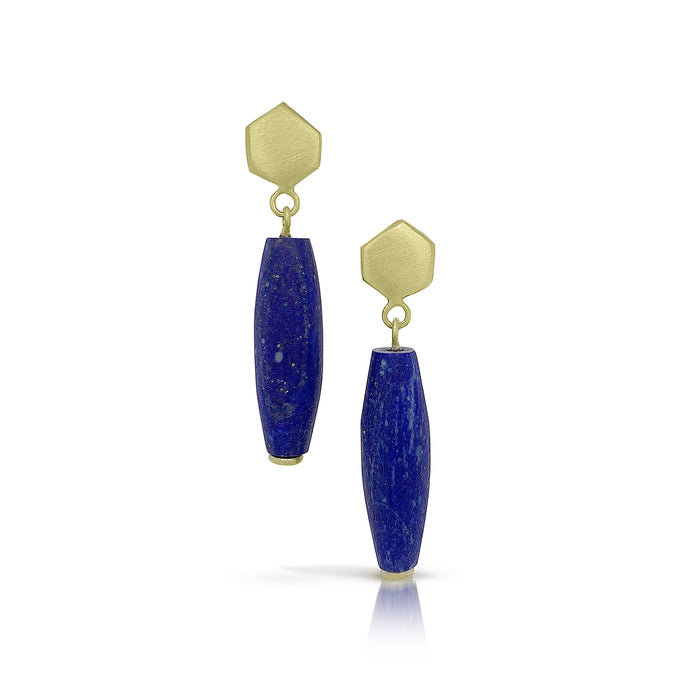 Theia Earrings with Lapis in 14K Green Gold