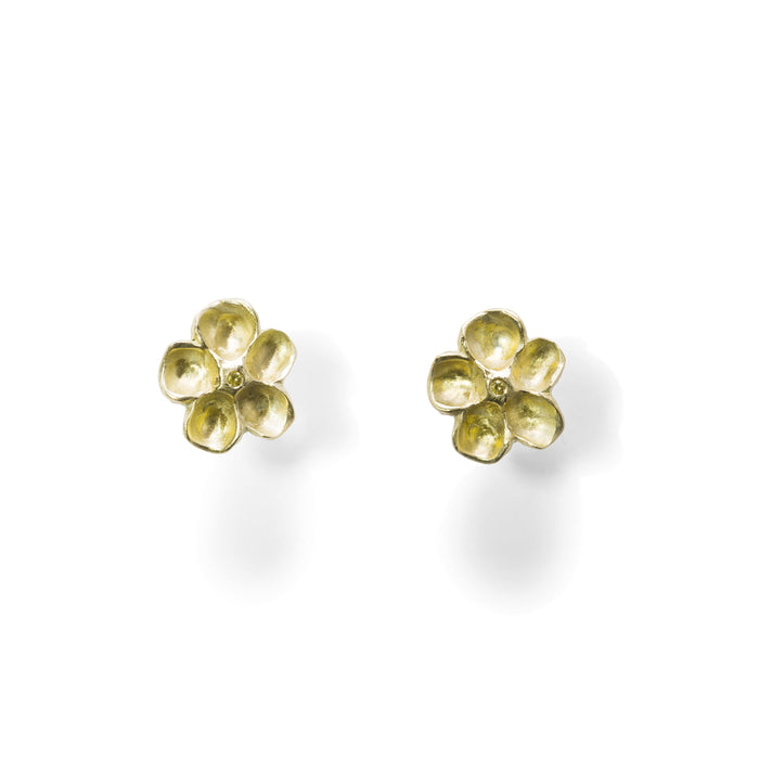 Impatiens Earrings in 14K Green Gold with Diamonds
