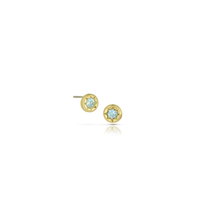 Tiny Star Earrings with Paraiba Tourmaline in 18K Fairmined Green Gold