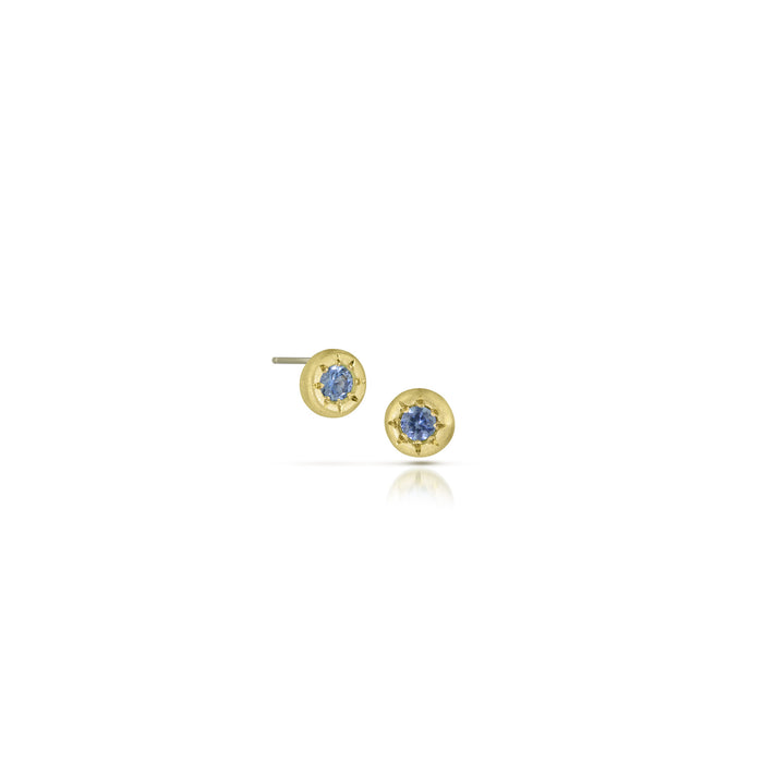 Tiny Star Earrings with Montana Blue Sapphires in 18K Fairmined Green Gold