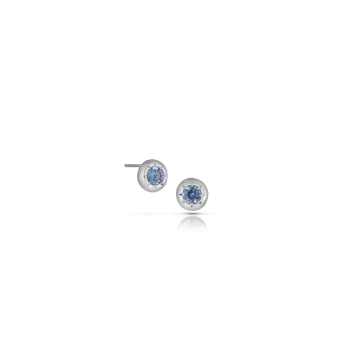 Tiny Star Earrings with Montana Blue Sapphires in Platinum