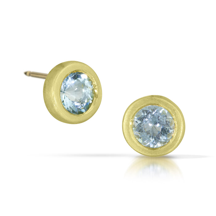 Perfect Studs with Aquamarine in 18K Green Gold