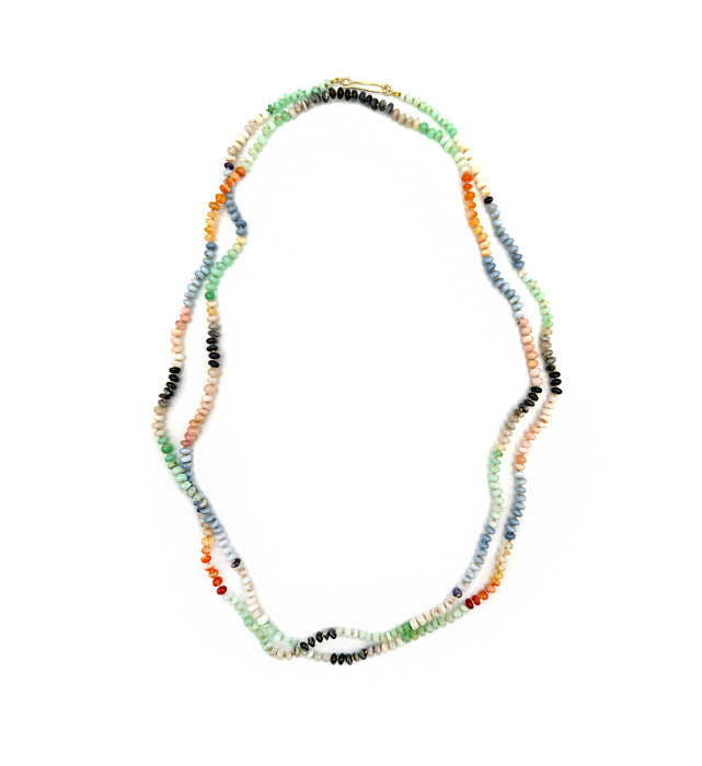 Opal Mix Rondelle Necklace with 14K Green Gold Hook Clasp