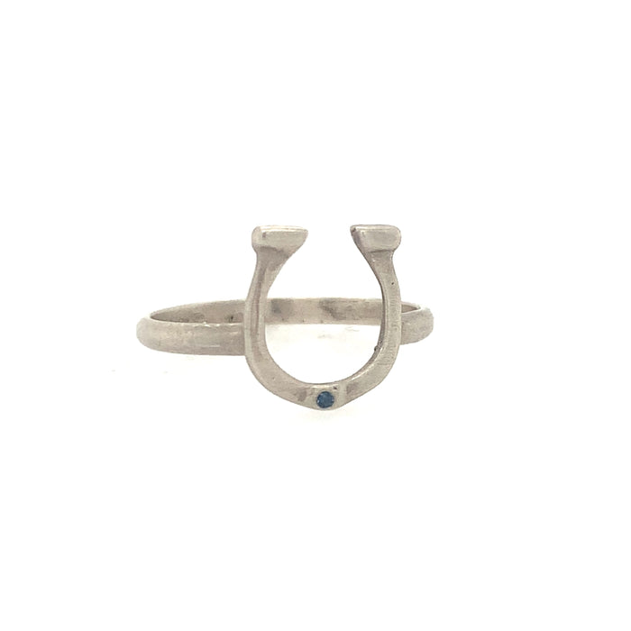Lucky Horseshoe Ring with Blue Sapphire