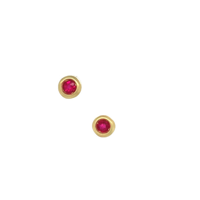 Tiny Star Earrings with Ruby in 18K Green Gold