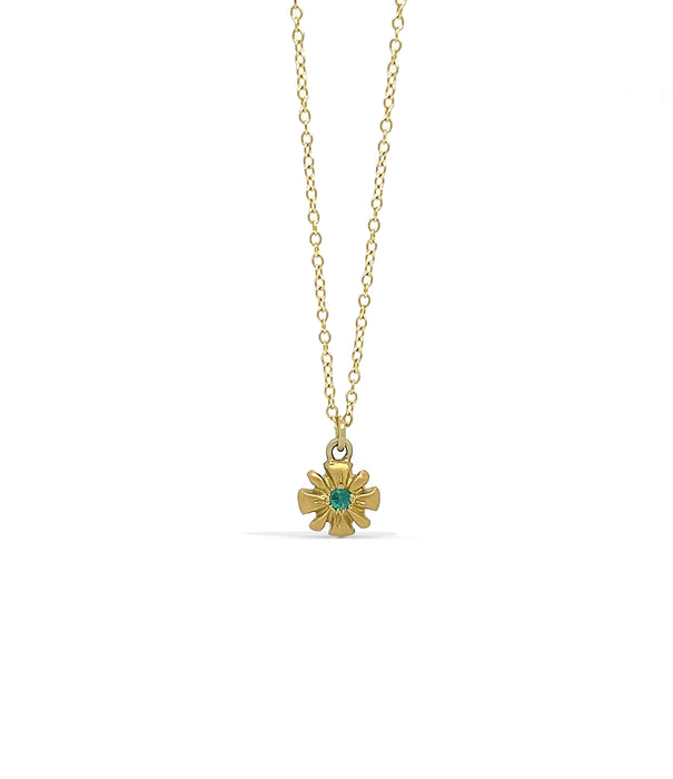 Narcissus Necklace with Paraiba Tourmaline in 18K Green Gold