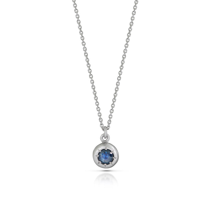 Tiny Star Necklace with Montana Blue Sapphire in Platinum