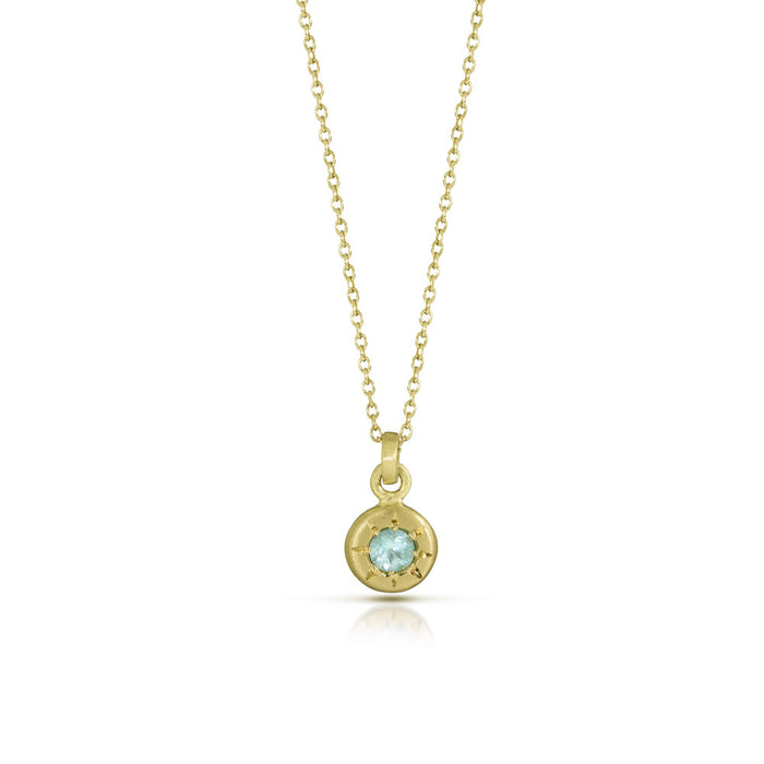 Tiny Star Necklace with Paraiba Tourmaline in 18K Fairmined Green Gold