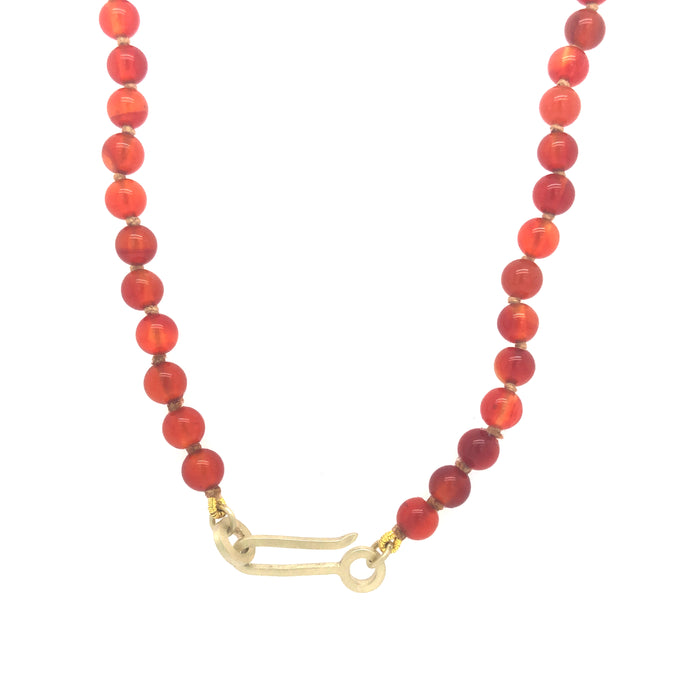 Carnelian Bead Necklace with 14K Gold Clasp