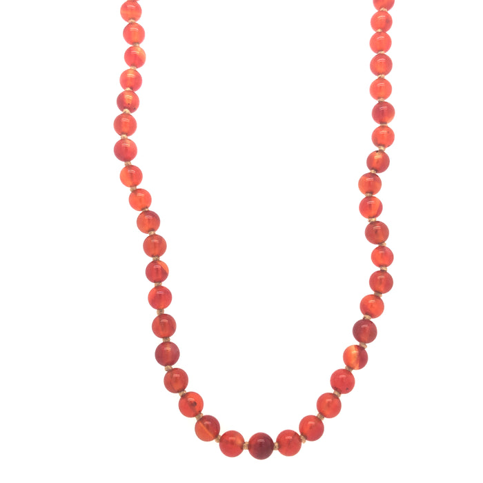 Carnelian Bead Necklace with 14K Gold Clasp