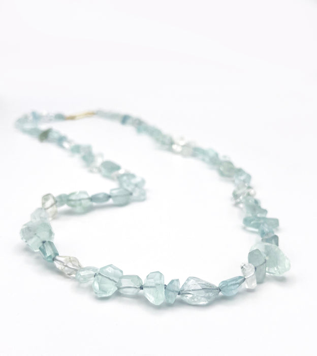Aquamarine Faceted Necklace with 14K Green Gold Clasp