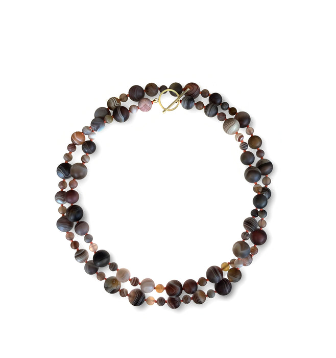 Botswana Agate Necklace with 14K Green Gold Toggle Clasp