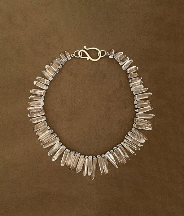 Polished Quartz Crystal Necklace with Giant Silver Clasp
