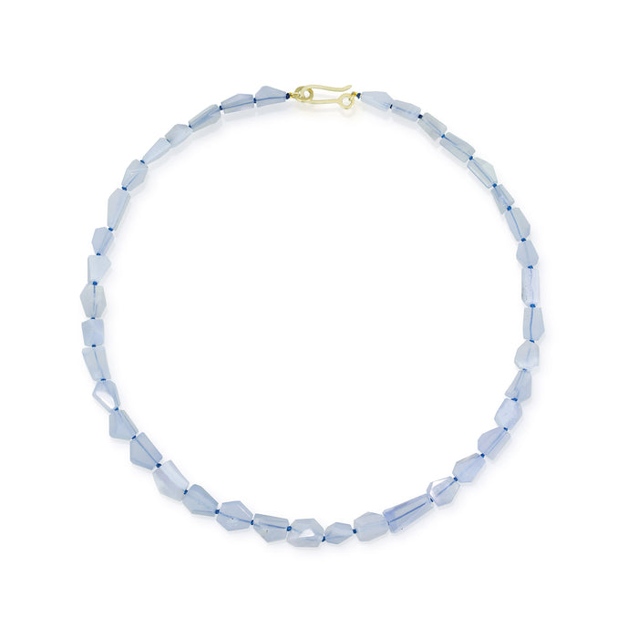 Faceted Chalcedony Necklace with 14K Green Gold Clasp