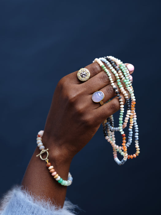Chalcedony Scarab Ring in 18K and 14K Green Gold