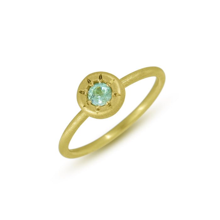Tiny Star Ring with Paraiba Tourmaline in 18K Fairmined Green Gold