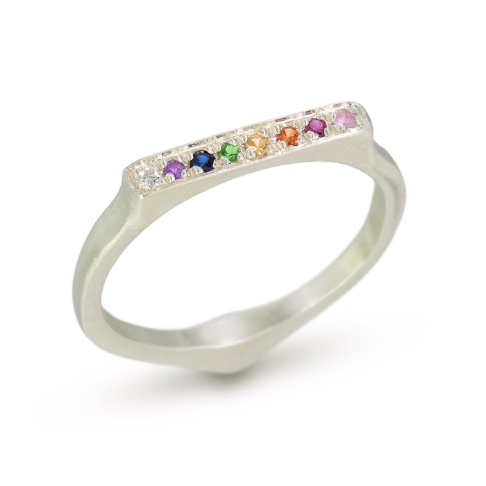 Corazon Stack Rainbow Ring Sterling Silver