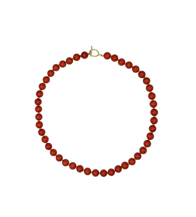 Red Jasper Necklace with 14K Green Gold Toggle Clasp
