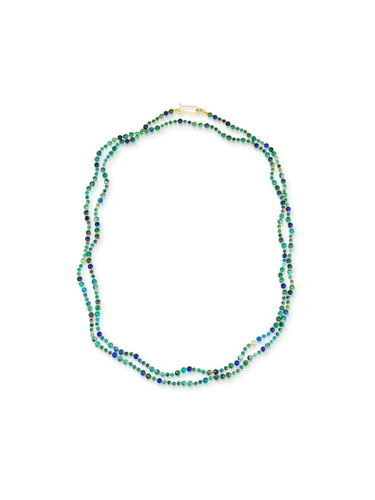 Chrysocolla and Lapis Lazuli Necklace with 14K Green Gold Clasp, 47"