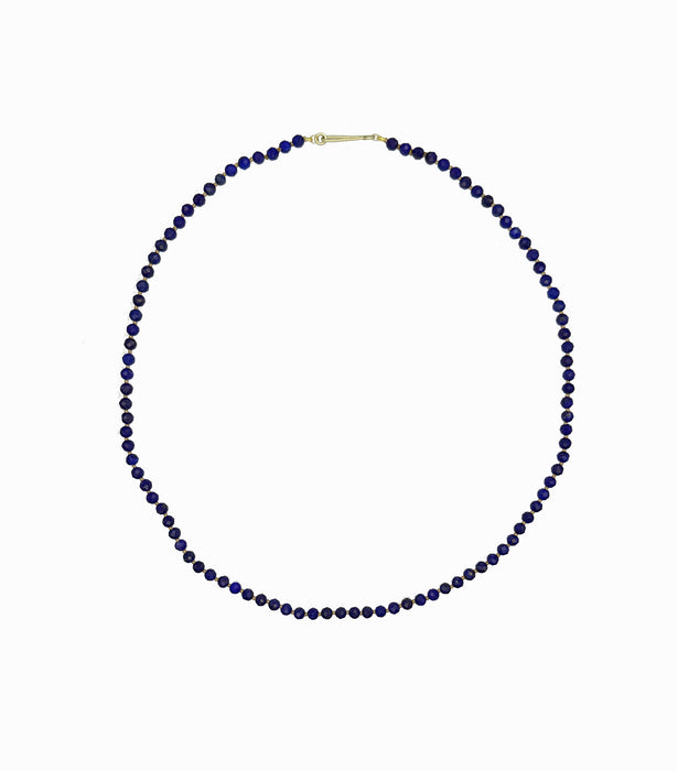 Faceted Lapis Necklace with 14K Green Gold Hook Clasp