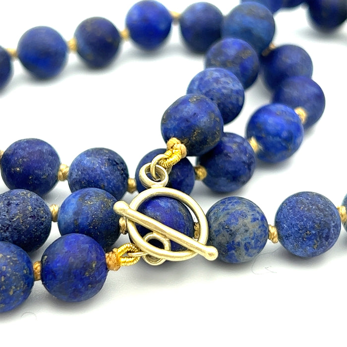 Lapis Lazuli Necklace with 14K Green Gold Toggle Clasp