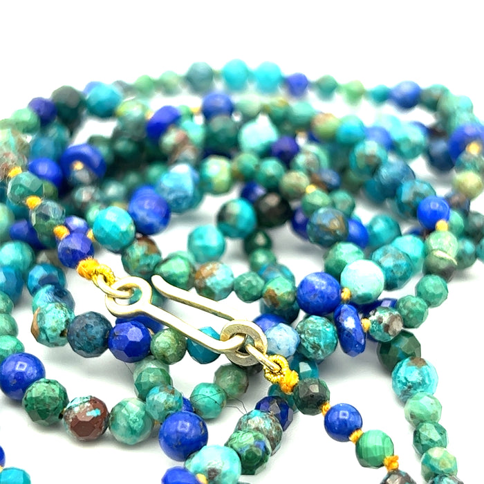 Chrysocolla and Lapis Lazuli with 14K Green Gold Clasp, 47"