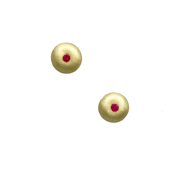 Wish Earrings with Ruby in 14K Green Gold