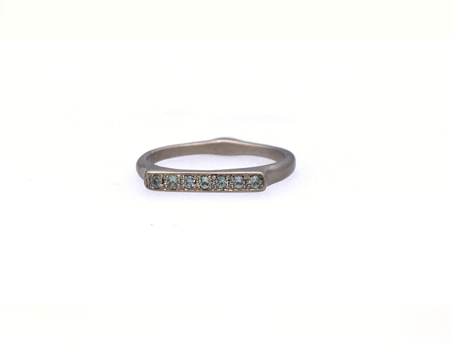 Corazon Stacking Ring with Grey Sapphire in 14K Fairmined Palladium White Gold