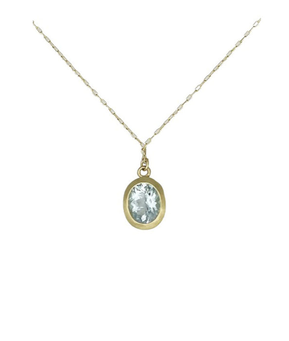 Amphora Necklace with Aquamarine in 14K Green Gold
