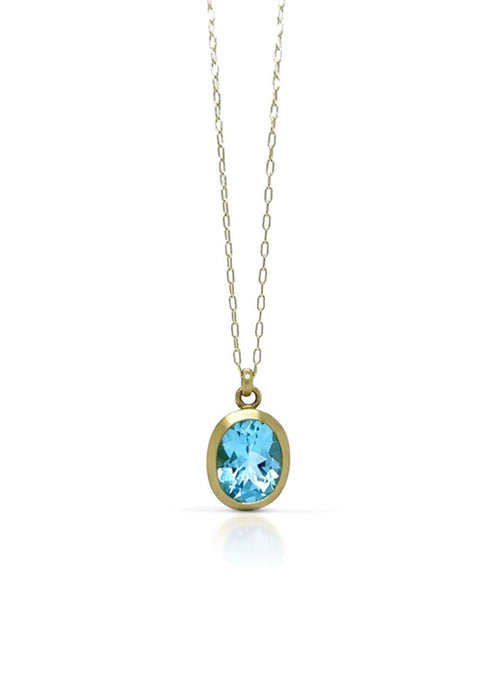 Amphora Necklace with Blue Topaz in 14K Green Gold