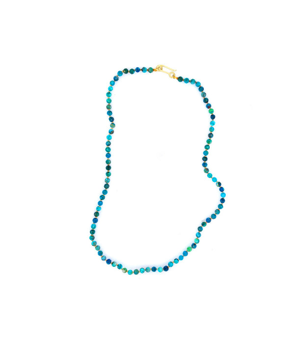 Chrysocolla Azurite Necklace with 14K Green Gold Clasp