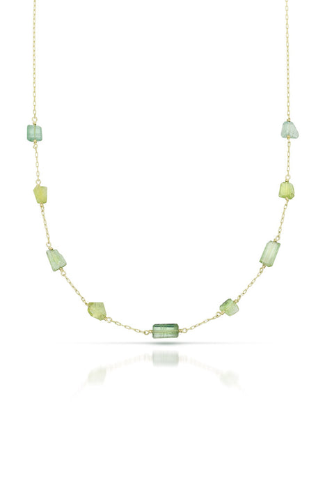 Tourmaline Geo-Facet Station Necklace in 14K Green Gold