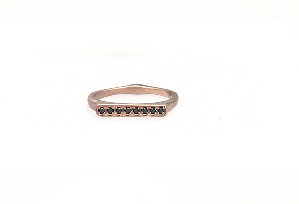 Corazon Stacking Ring with Black Diamonds in 14K Fairmined Rose Gold
