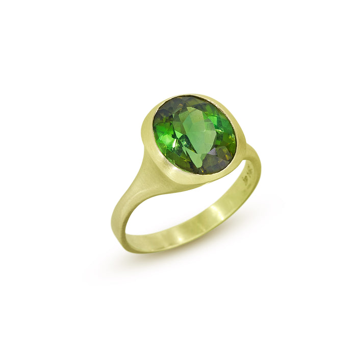 Amphora Ring with Green Tourmaline in 14K Green Gold